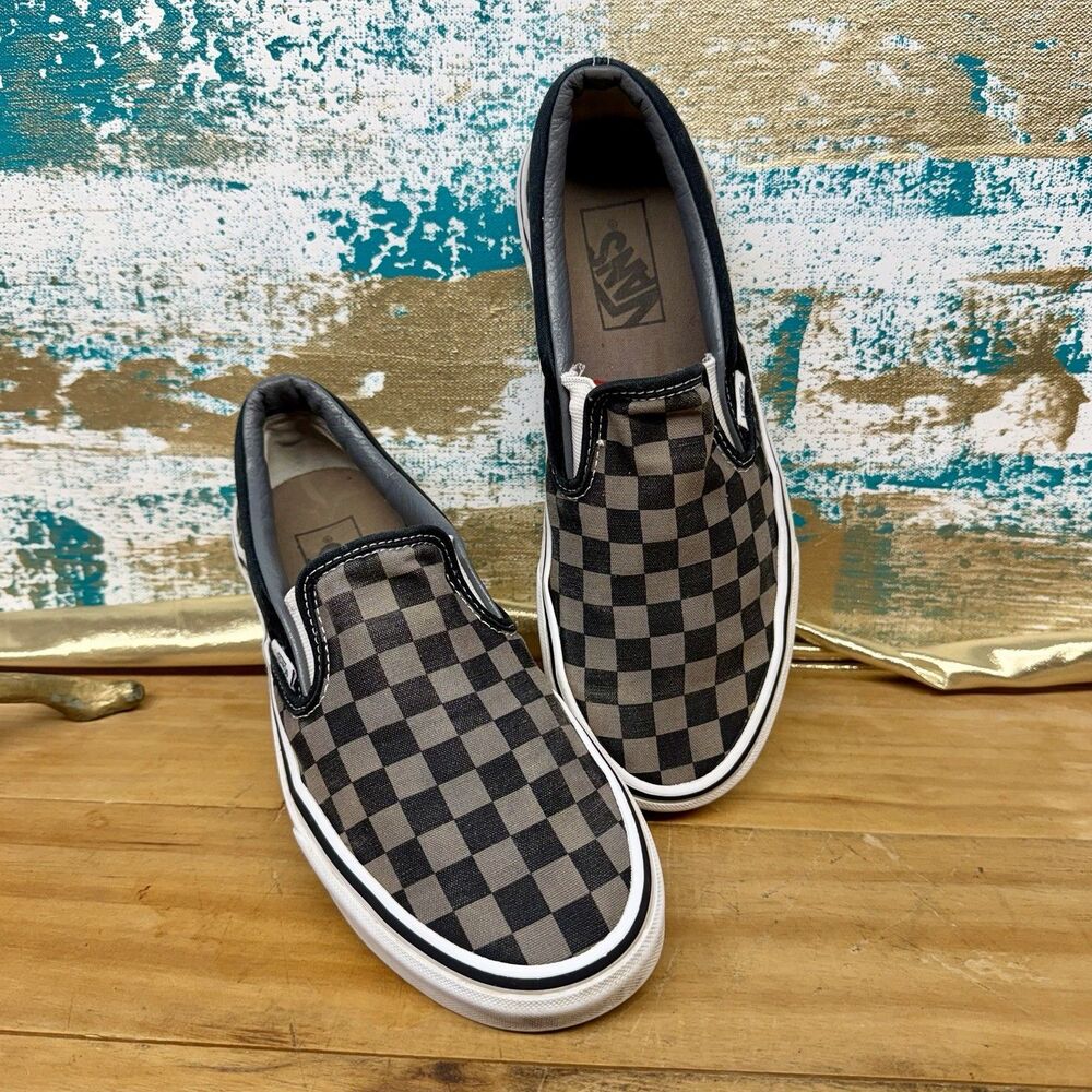 Vans Classic Slip-On Checkerboard Shoe Black And Grey